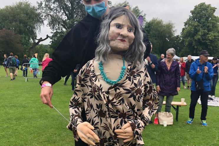 performer with puppet